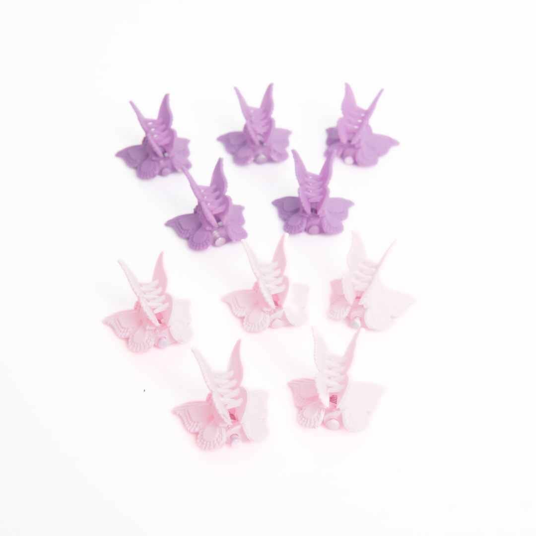 Butterfly clips Pink & Purple Cluster x 10 Accessories Easilocks 