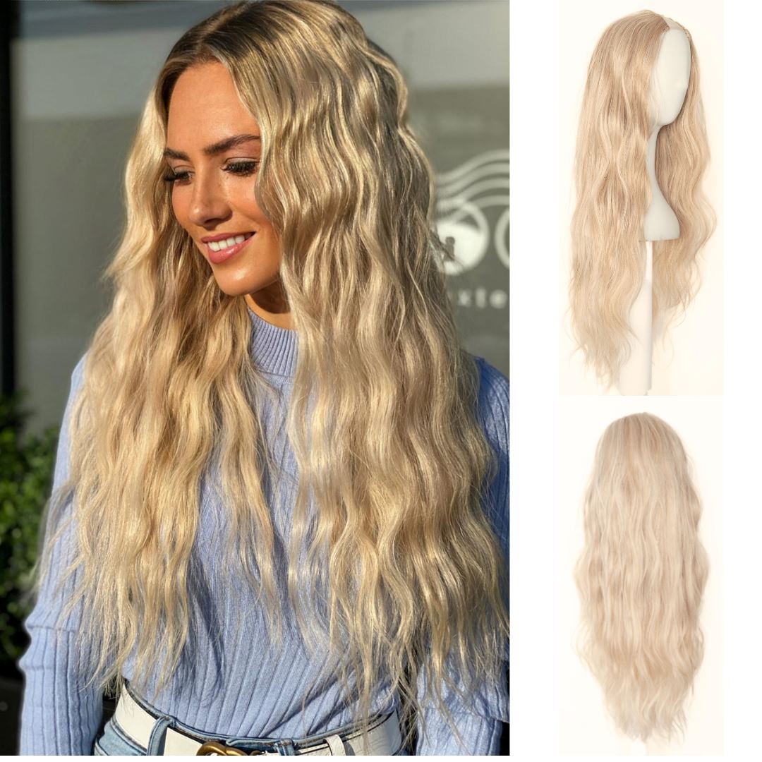 The Loose Wave HD Fibre 24" Lace U Part Wig U Part Wigs Easilocks Ash Blonde 