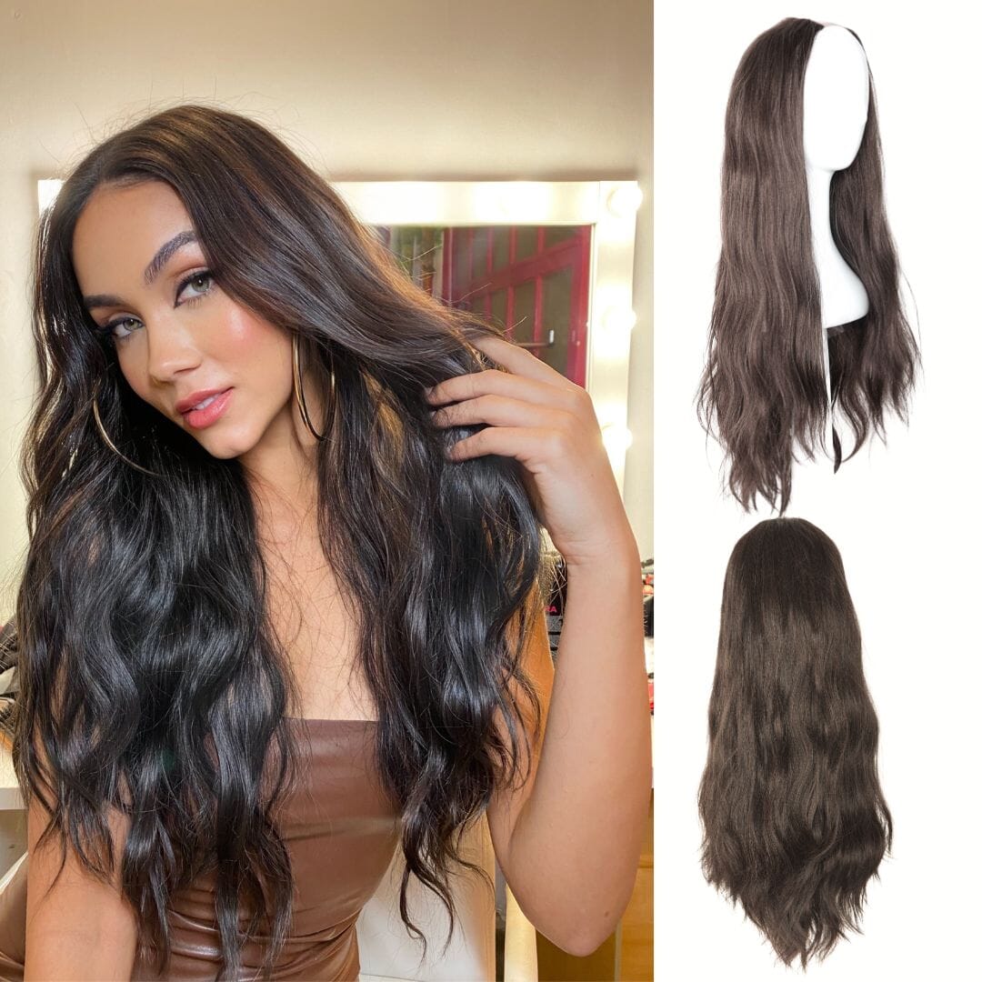 The Loose Wave HD Fibre 24" Lace U Part Wig U Part Wigs Easilocks Brown Cocoa 